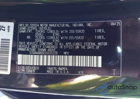 2025 Lexus Tx 350 Premium z USA, uszkodzony, nr VIN 5TDAAAB66SS035229